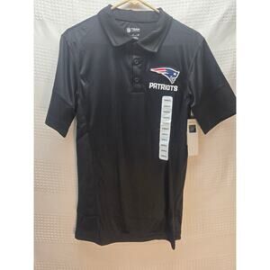 NFL Patriots Polo Shirt Mens Size Small Black Logo Collared Football 6741